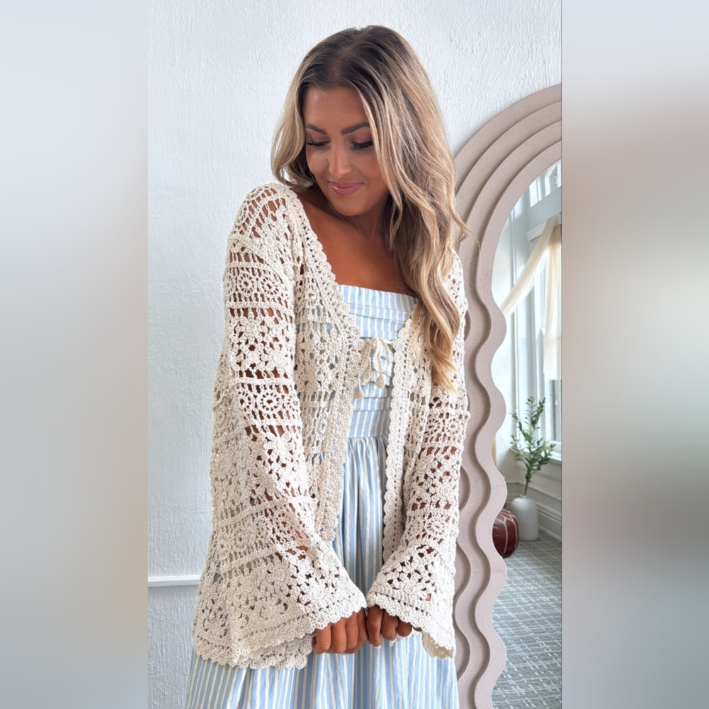 POL Cream Crochet Sweater